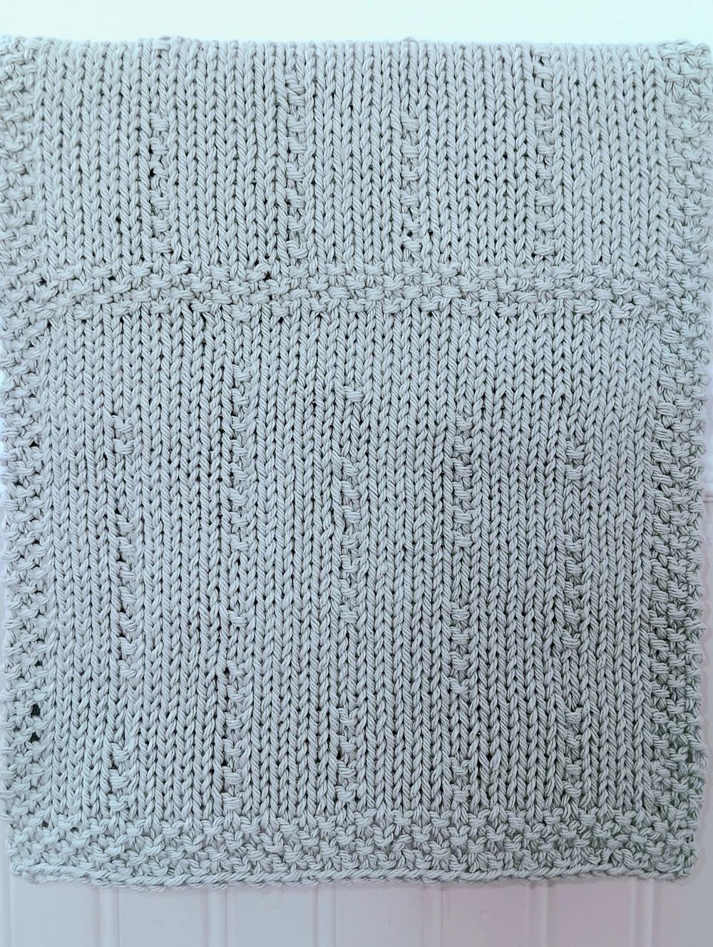 Hand Crafted Handknit Cotton Hand Towel Lt. Gray Raindrops On Windows Design